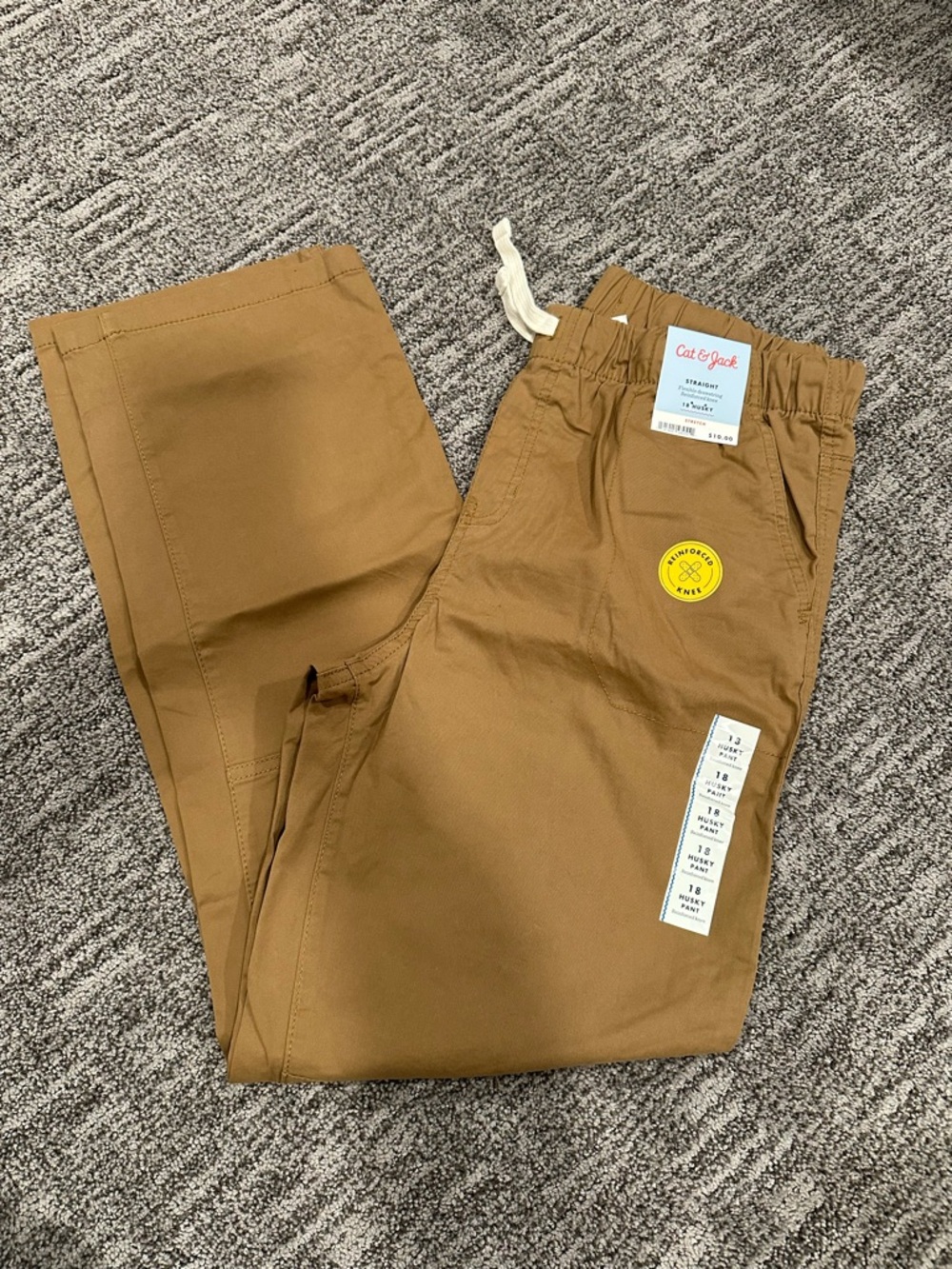 Cat & Jack Kids' Caramel/Tan Drawstring boys Husky Utility Pants